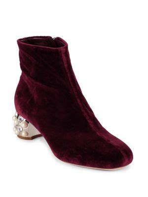 miu miu velvet jeweled heel booties|miumiu shoes women.